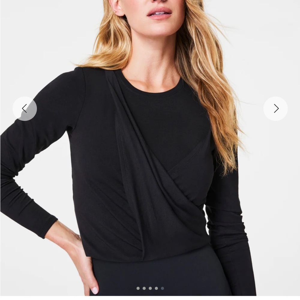 SPANX NWT Black Long Sleeve Drape Top